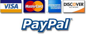 We accept VISA, MasterCard, American Express, Discover and PayPal